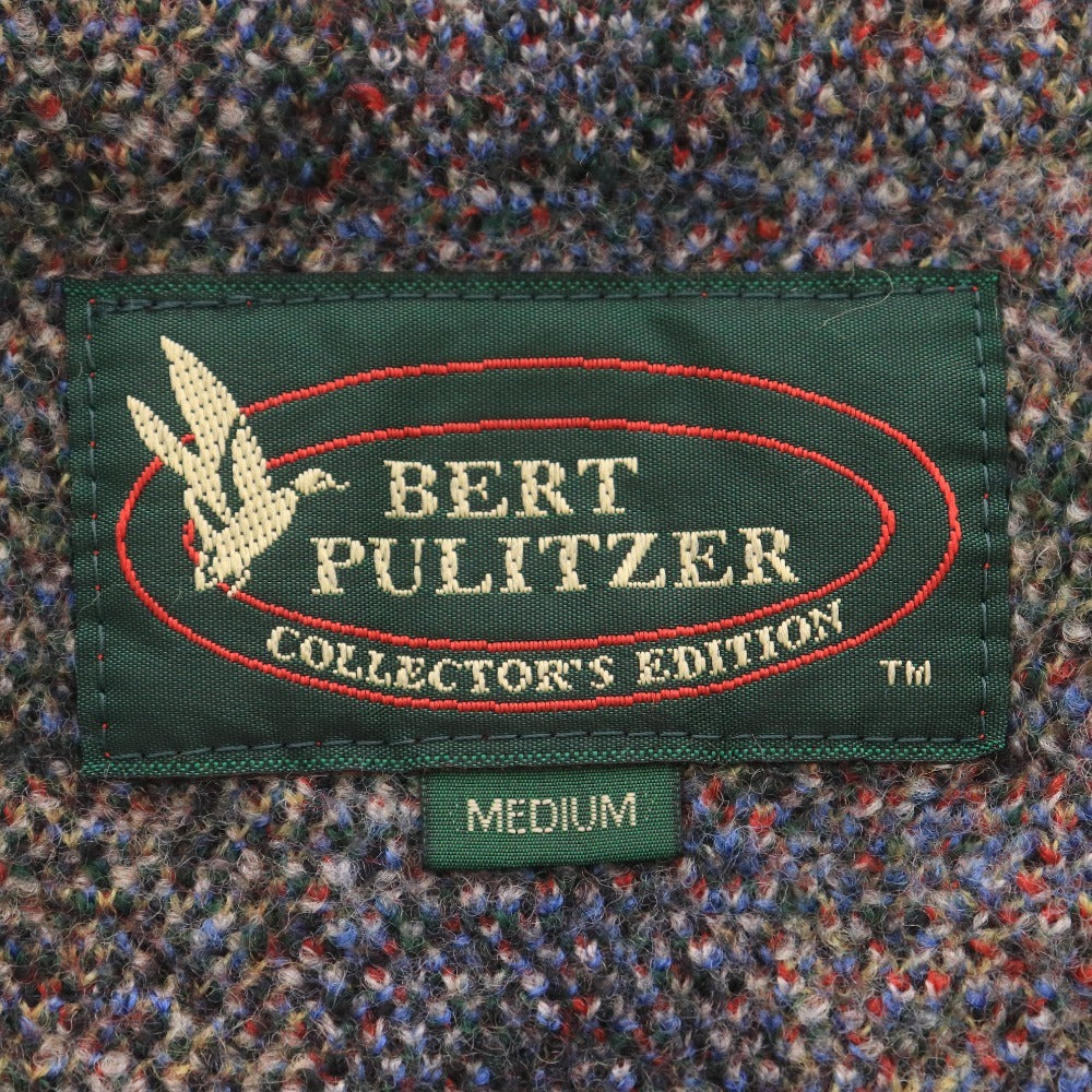 ■ BERT PULITZER バートピューリッツアー ニットベスト ノースリーブ トップス ボタン チェック柄 メンズ M マルチカラー レッド系