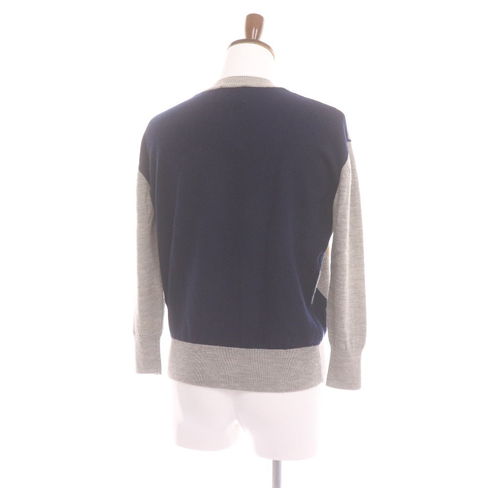 ■ Le Melange ルメランジュ ロングTシャツ ロンT 長袖 トップス ニット ひし形 総柄 メンズ 実寸 L相当 マルチカラー ライトグレー