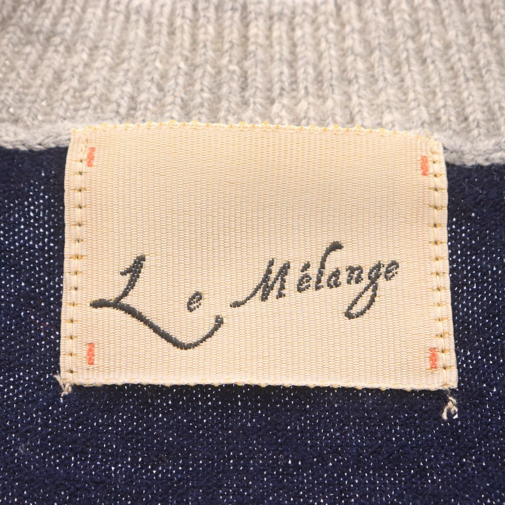 ■ Le Melange ルメランジュ ロングTシャツ ロンT 長袖 トップス ニット ひし形 総柄 メンズ 実寸 L相当 マルチカラー ライトグレー