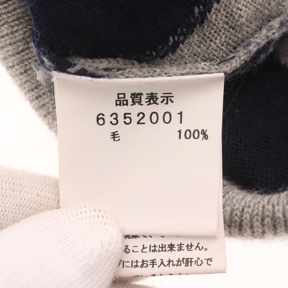 ■ Le Melange ルメランジュ ロングTシャツ ロンT 長袖 トップス ニット ひし形 総柄 メンズ 実寸 L相当 マルチカラー ライトグレー