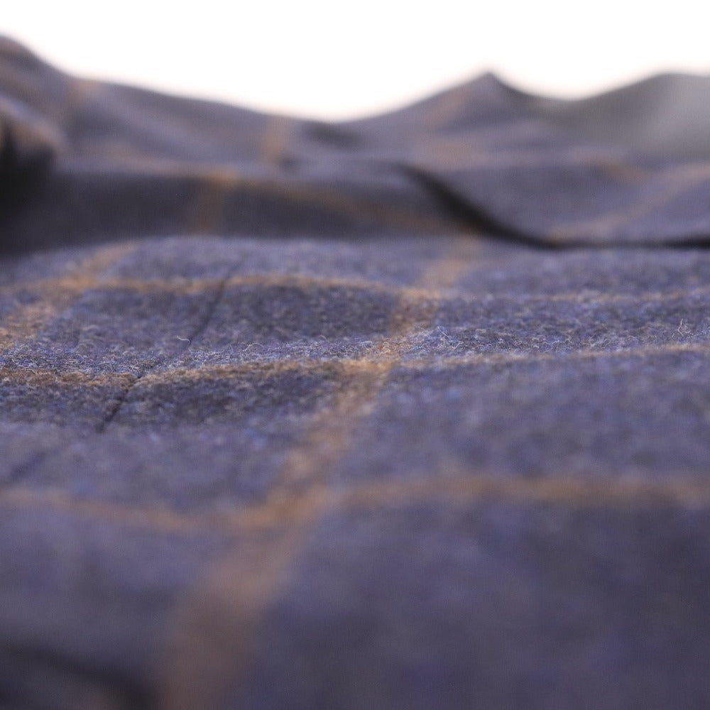 Loro Piana Men's Navy Checked Cashmere Jacket with Long Sleeves, Collar, Made in Italy, Size M, Size 96AB5