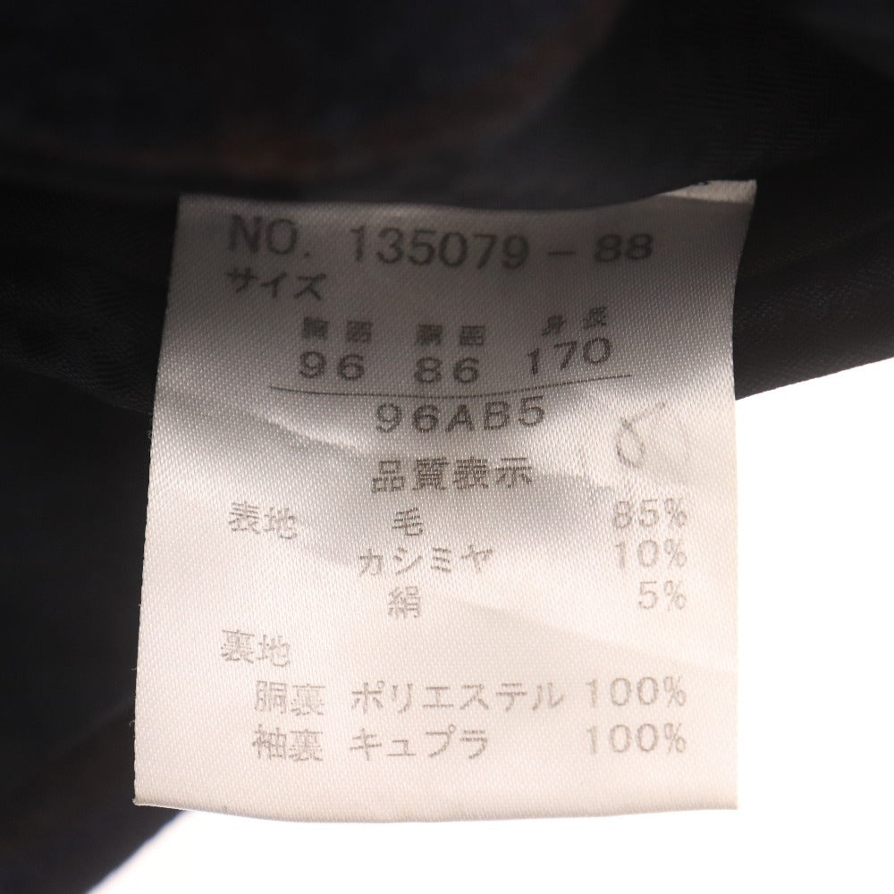 Loro Piana Men's Navy Checked Cashmere Jacket with Long Sleeves, Collar, Made in Italy, Size M, Size 96AB5