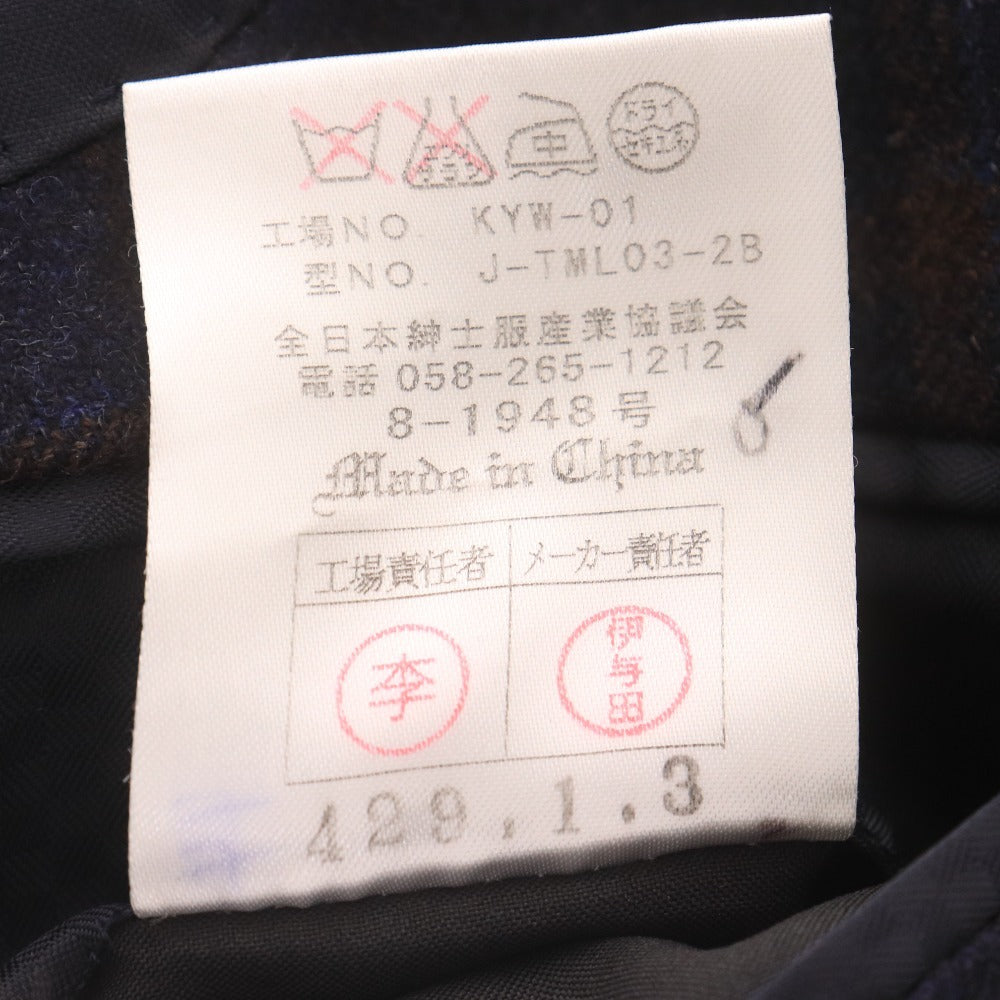 Loro Piana Men's Navy Checked Cashmere Jacket with Long Sleeves, Collar, Made in Italy, Size M, Size 96AB5