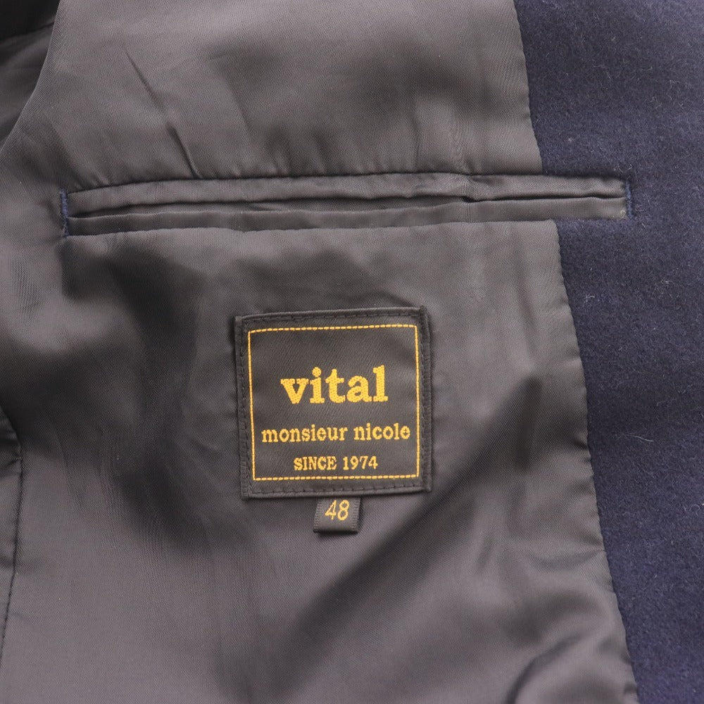 ■ Vital MONSIEUR NICOLE ヴィタル ムッシュニコル テーラードジャケット 長袖 アウター 襟 フロントボタン メンズ 48(L) ダークネイビー