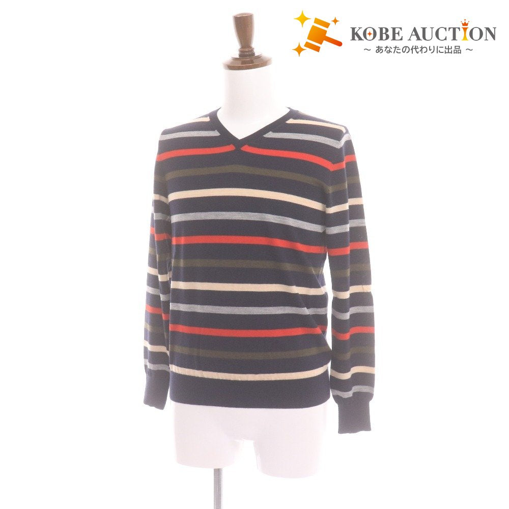 ■ TOMORROWLAND tricot トゥモローランド セーター 長袖 トップス ニット Vネック ボーダー柄 メンズ M マルチカラー ネイビー 等