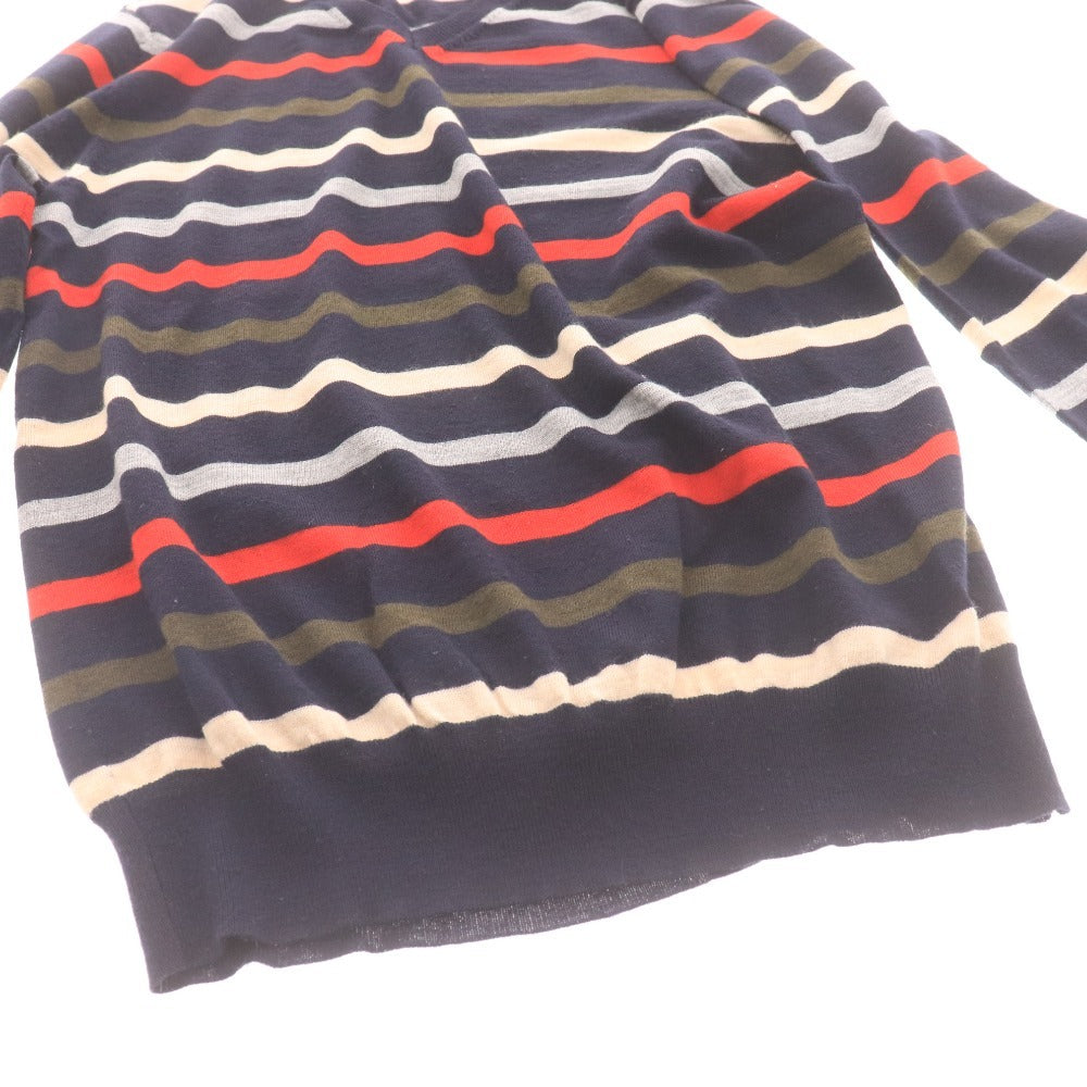 ■ TOMORROWLAND tricot トゥモローランド セーター 長袖 トップス ニット Vネック ボーダー柄 メンズ M マルチカラー ネイビー 等