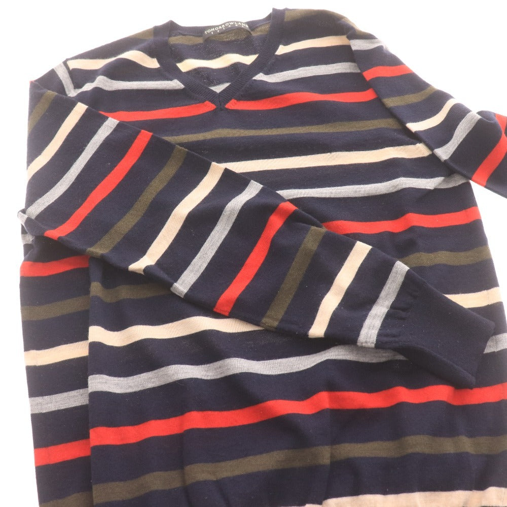 ■ TOMORROWLAND tricot トゥモローランド セーター 長袖 トップス ニット Vネック ボーダー柄 メンズ M マルチカラー ネイビー 等