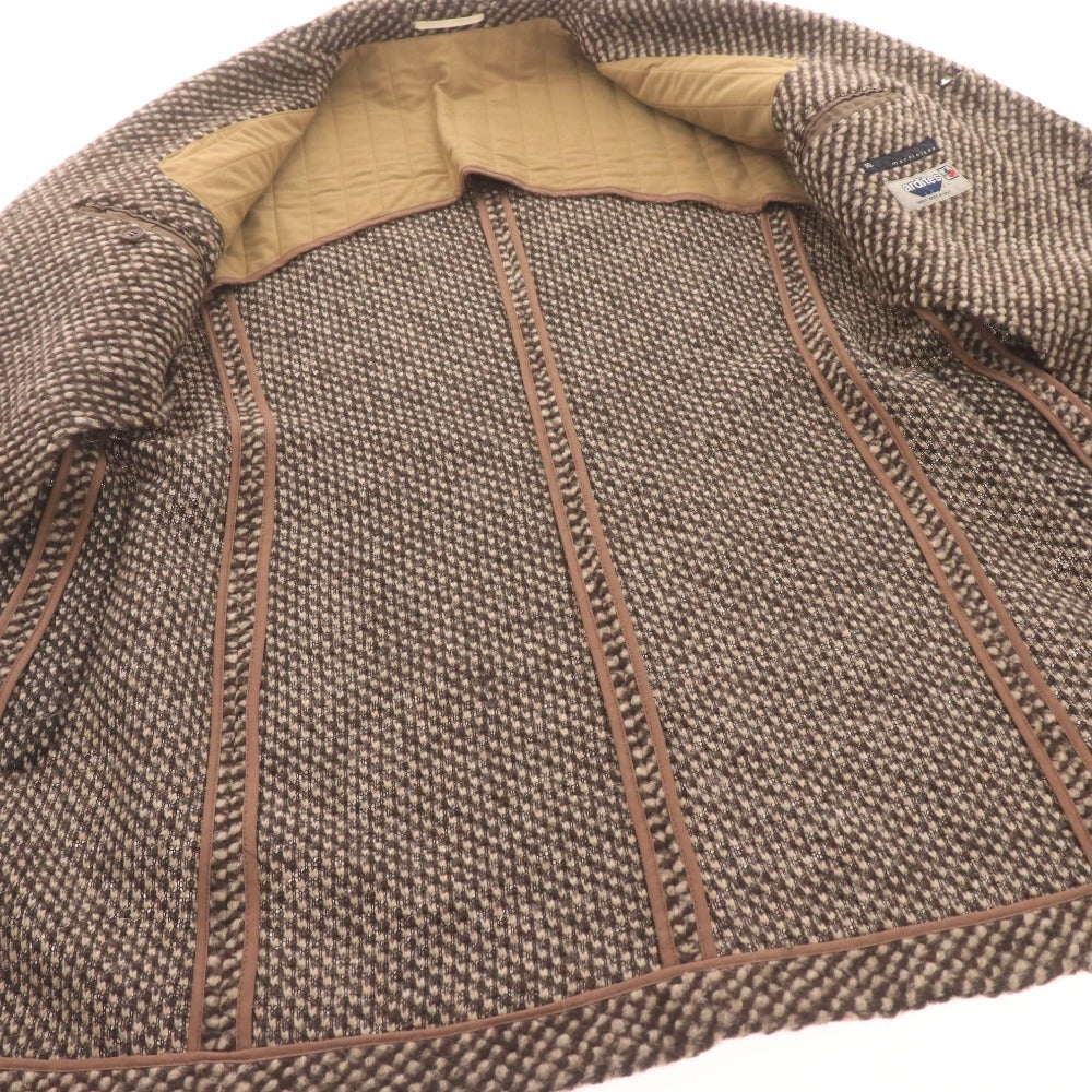 Martinique x Ardites Chesterfield Coat, Long Sleeve, Outerwear, Collar, Front Buttons, All-Over Print, Men's/Women's, Size 1 (Small), Brown