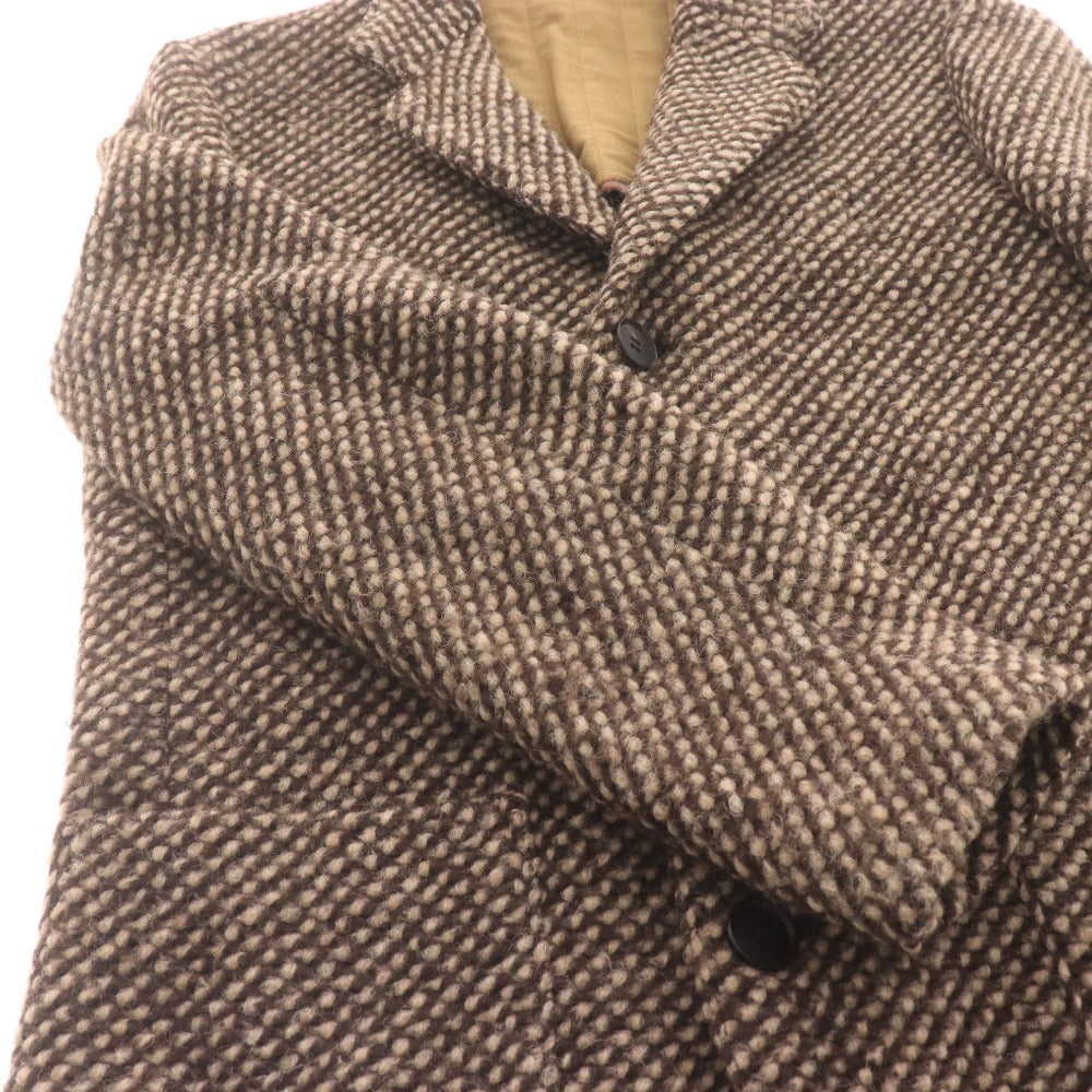 Martinique x Ardites Chesterfield Coat, Long Sleeve, Outerwear, Collar, Front Buttons, All-Over Print, Men's/Women's, Size 1 (Small), Brown