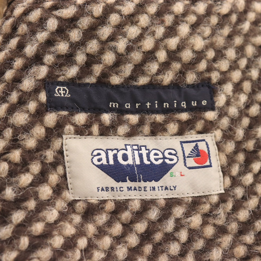 Martinique x Ardites Chesterfield Coat, Long Sleeve, Outerwear, Collar, Front Buttons, All-Over Print, Men's/Women's, Size 1 (Small), Brown