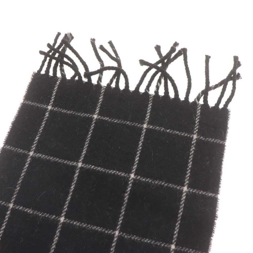 ■ Polo Ralph Lauren ポロラルフローレン マフラー チェック柄 イタリア製 ラムウール ナイロン メンズ レディース グレー ブラック 黒