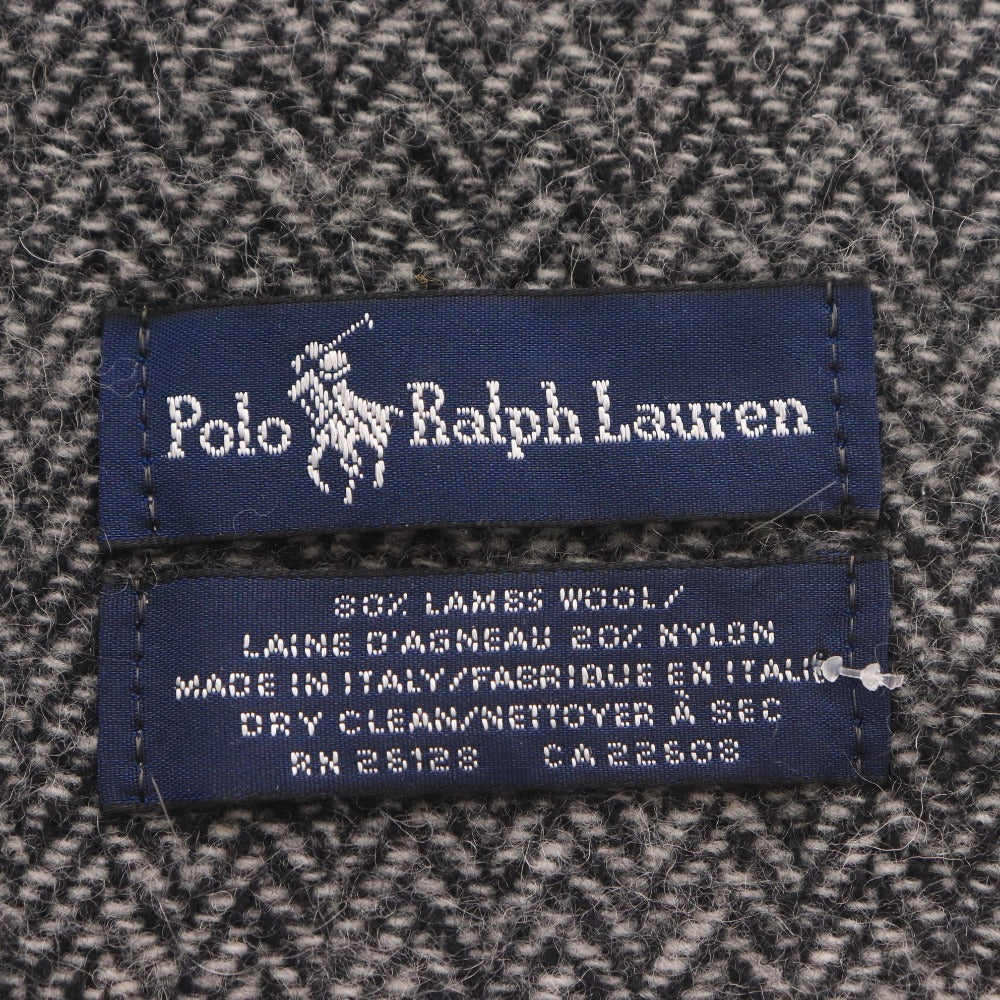 ■ Polo Ralph Lauren ポロラルフローレン マフラー チェック柄 イタリア製 ラムウール ナイロン メンズ レディース グレー ブラック 黒