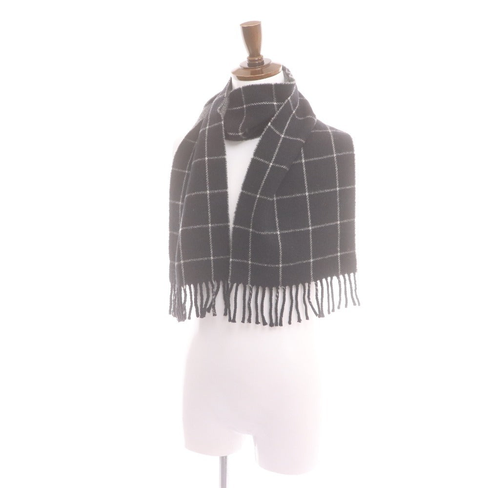 ■ Polo Ralph Lauren ポロラルフローレン マフラー チェック柄 イタリア製 ラムウール ナイロン メンズ レディース グレー ブラック 黒