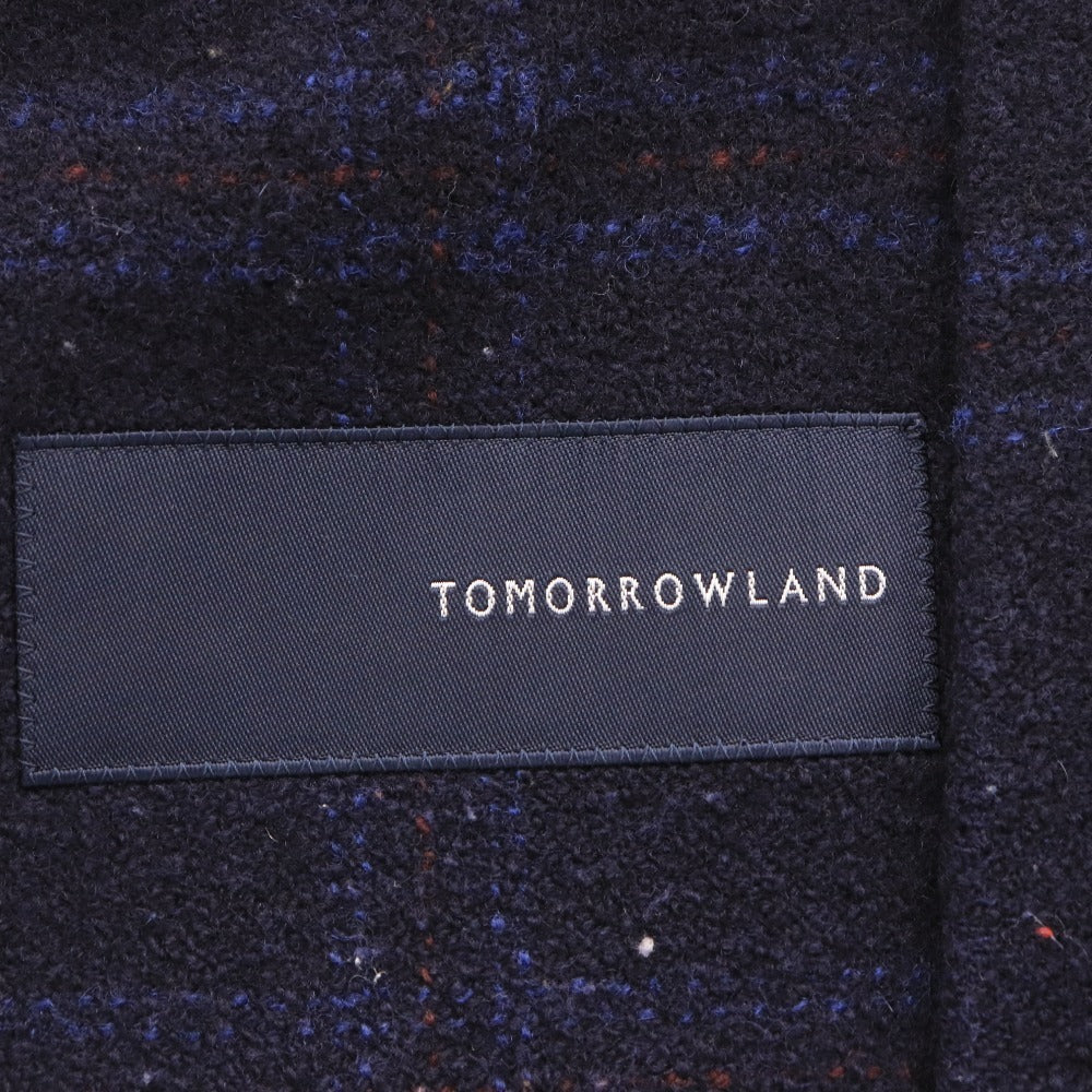 ■ TOMORROWLAND トゥモローランド テーラードジャケット 襟 フロントボタン 胸ポケット チェック柄 メンズ 44 (S相当) ネイビー