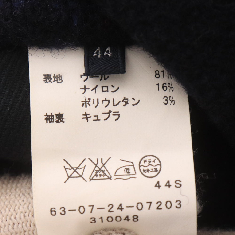 ■ TOMORROWLAND トゥモローランド テーラードジャケット 襟 フロントボタン 胸ポケット チェック柄 メンズ 44 (S相当) ネイビー