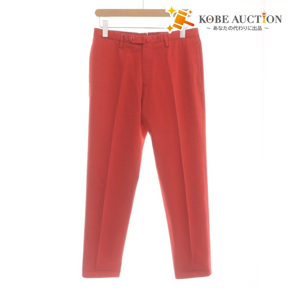 ■ UNITED ARROWS TOKYO ユナイテッドアローズ チノパンツ ボトムス ポケット 前ボタン ロゴ メンズ 46 (M相当) レッド