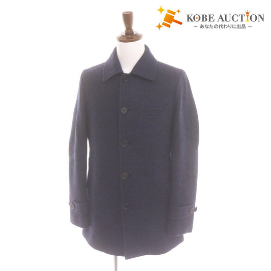 ■ KENT AND CURWEN テーラードジャケット コート 長袖 アウター 襟 フロントボタン ロゴ 胸ポケット メンズ M ネイビー