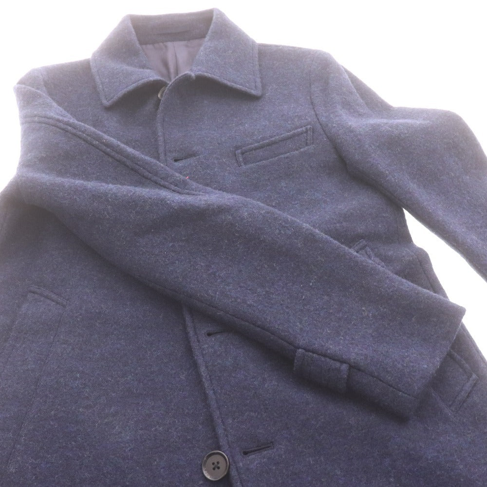 ■ KENT AND CURWEN テーラードジャケット コート 長袖 アウター 襟 フロントボタン ロゴ 胸ポケット メンズ M ネイビー