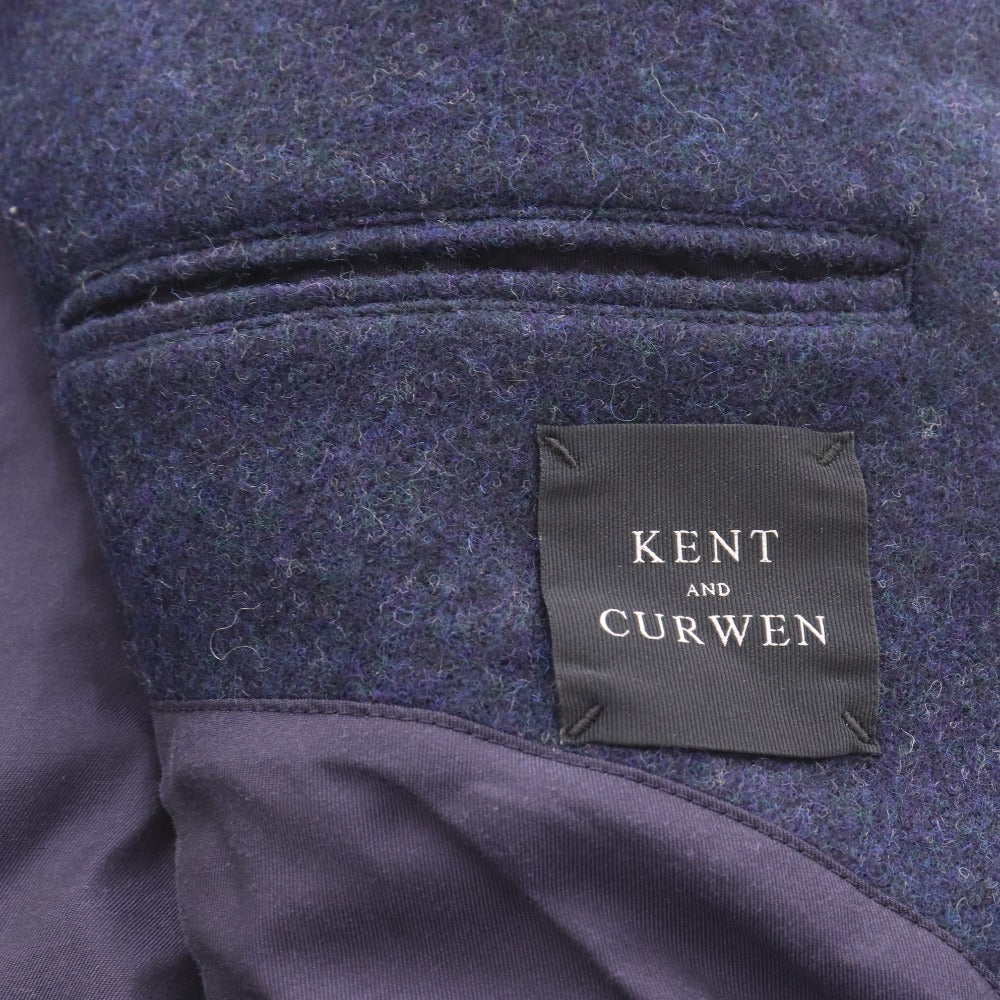 ■ KENT AND CURWEN テーラードジャケット コート 長袖 アウター 襟 フロントボタン ロゴ 胸ポケット メンズ M ネイビー