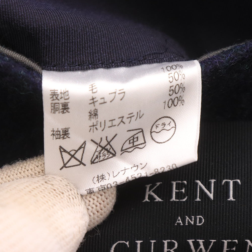 ■ KENT AND CURWEN テーラードジャケット コート 長袖 アウター 襟 フロントボタン ロゴ 胸ポケット メンズ M ネイビー