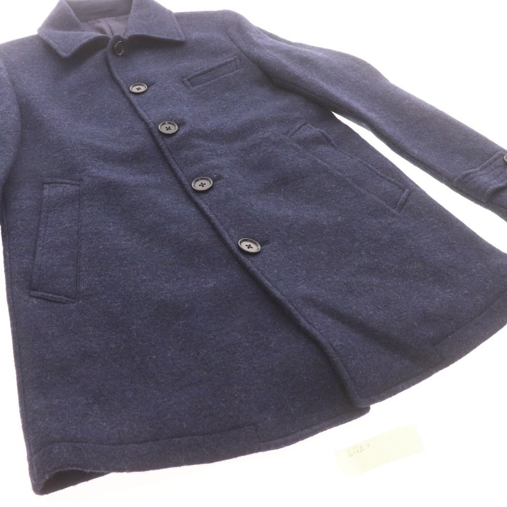 ■ KENT AND CURWEN テーラードジャケット コート 長袖 アウター 襟 フロントボタン ロゴ 胸ポケット メンズ M ネイビー