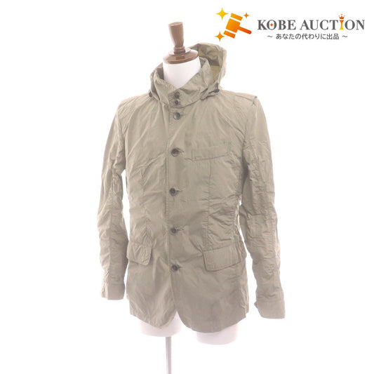 ■ TOMORROWLAND テーラードジャケット ウインドブレーカー 長袖 アウター フード収納可 シャカシャカ 襟 メンズ 48(M相当) カーキグレー