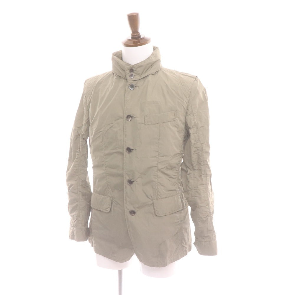 ■ TOMORROWLAND テーラードジャケット ウインドブレーカー 長袖 アウター フード収納可 シャカシャカ 襟 メンズ 48(M相当) カーキグレー