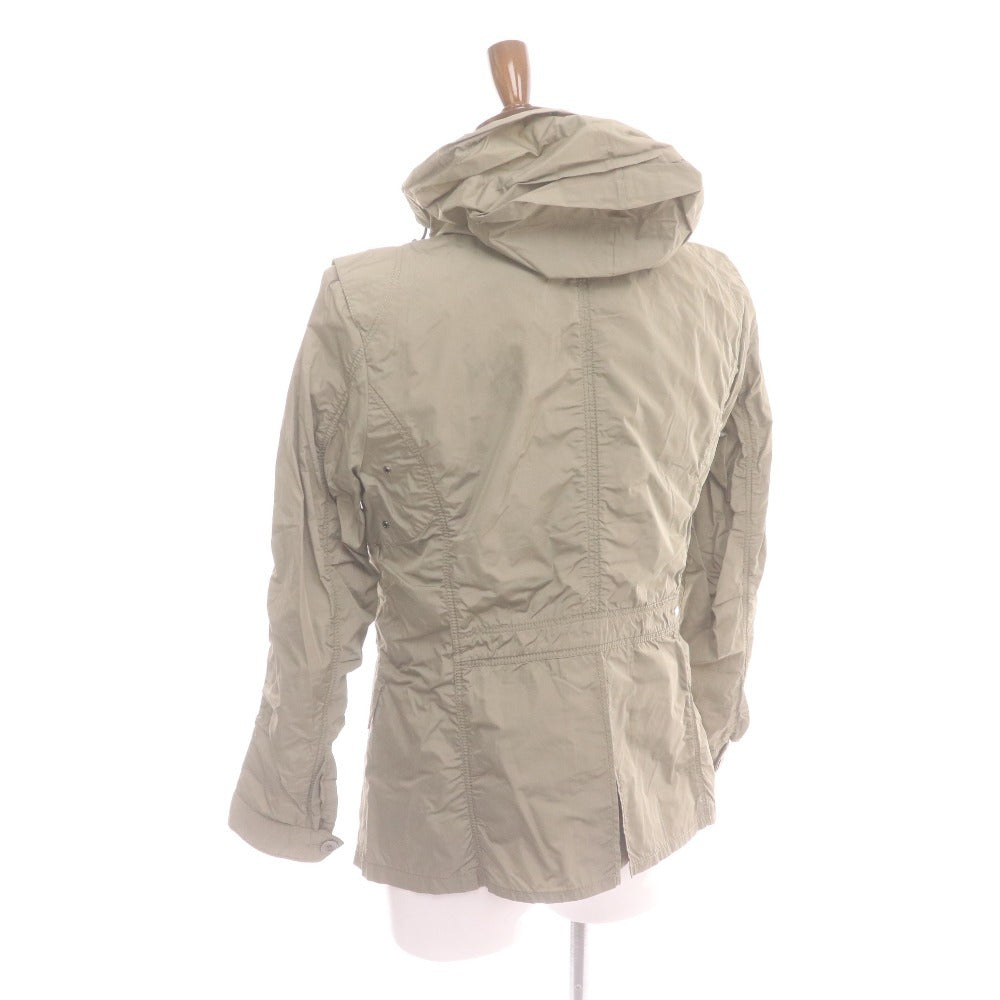 ■ TOMORROWLAND テーラードジャケット ウインドブレーカー 長袖 アウター フード収納可 シャカシャカ 襟 メンズ 48(M相当) カーキグレー