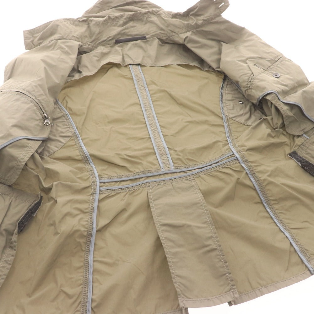 ■ TOMORROWLAND テーラードジャケット ウインドブレーカー 長袖 アウター フード収納可 シャカシャカ 襟 メンズ 48(M相当) カーキグレー