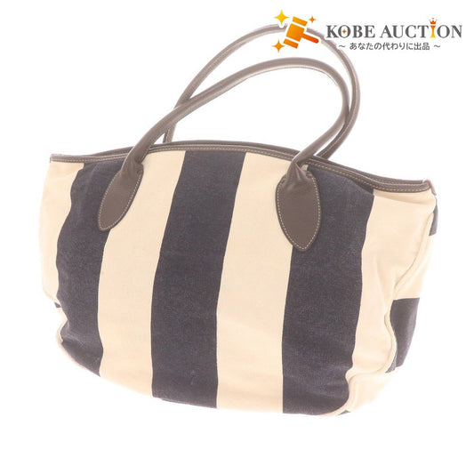 ■ BONFANTI PER VISARUNO ボンファンティ ハンド トートバッグ 鞄 ストライプ柄 イタリア製 メンズ レディース アイボリー ネイビー系