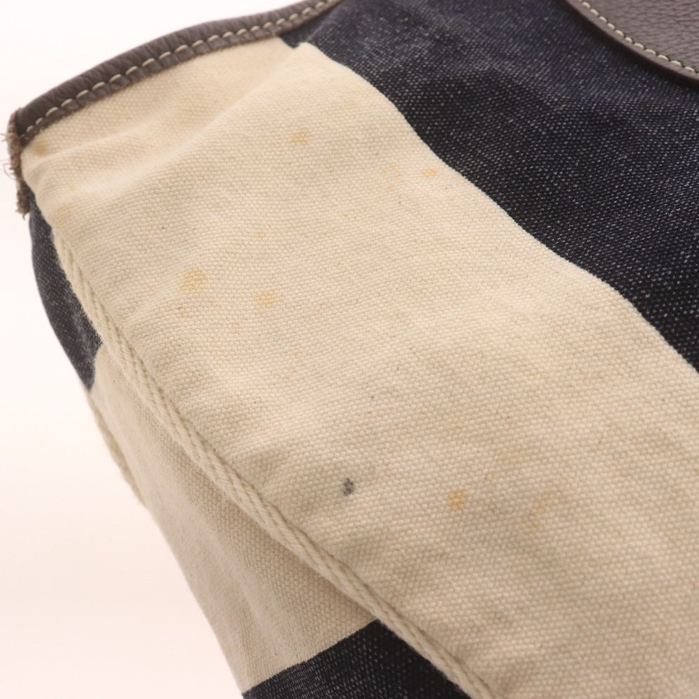 ■ BONFANTI PER VISARUNO ボンファンティ ハンド トートバッグ 鞄 ストライプ柄 イタリア製 メンズ レディース アイボリー ネイビー系