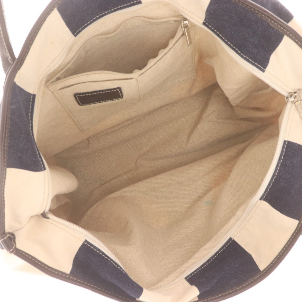 ■ BONFANTI PER VISARUNO ボンファンティ ハンド トートバッグ 鞄 ストライプ柄 イタリア製 メンズ レディース アイボリー ネイビー系