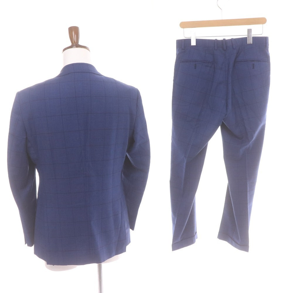 ■ THE SUIT COMPANY Men's Checkered Suit Set (Jacket, Pants, and Bottoms) - Navy, Size M (Waist 80cm)