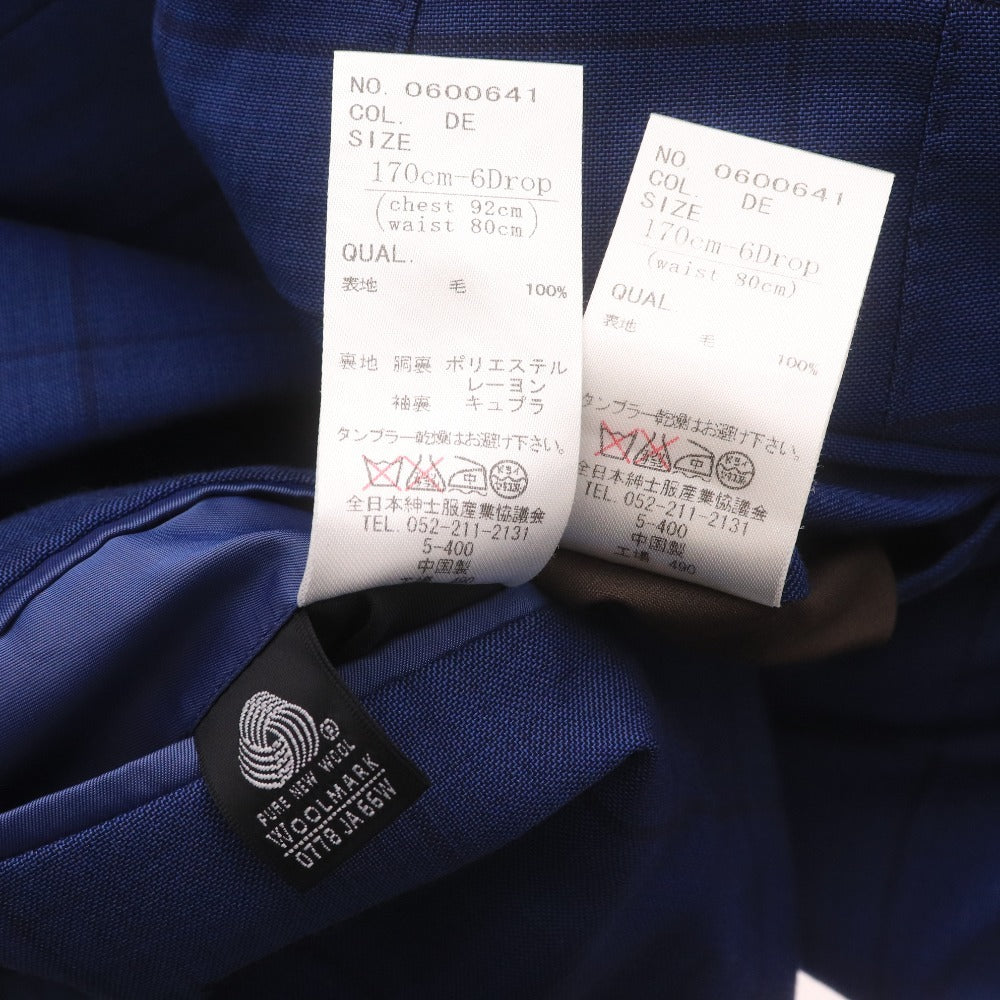 ■ THE SUIT COMPANY Men's Checkered Suit Set (Jacket, Pants, and Bottoms) - Navy, Size M (Waist 80cm)