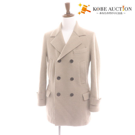 ■ eleventy イレブンティ コート ジャケット 長袖 アウター 襟 胸ポケット ボタン ロゴ イタリア製 メンズ 46 (S～M相当) ライトベージュ
