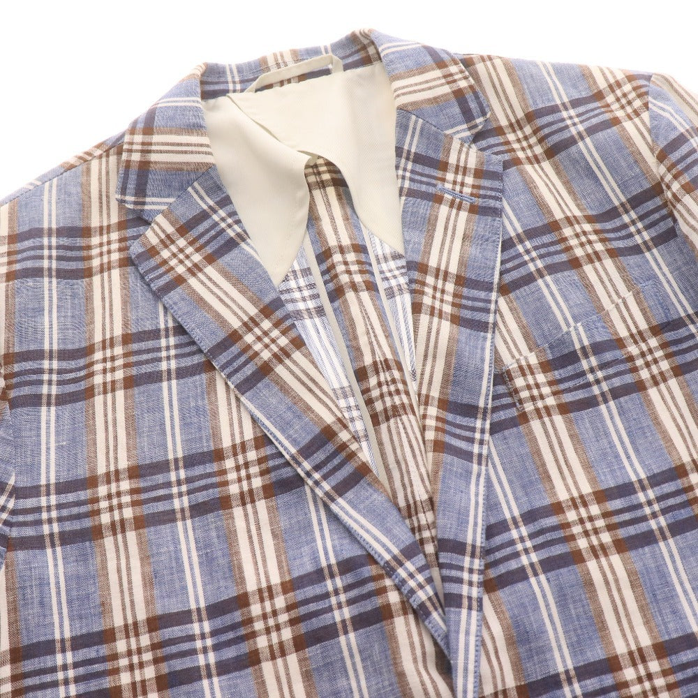 ■ BEAMS HEART ビームス ハート テーラードジャケット 長袖 アウター 襟 チェック柄 メンズ 46（S～M相当）マルチカラー ライトブルー 等