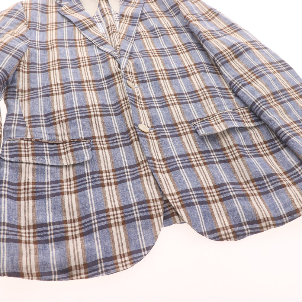 ■ BEAMS HEART ビームス ハート テーラードジャケット 長袖 アウター 襟 チェック柄 メンズ 46（S～M相当）マルチカラー ライトブルー 等