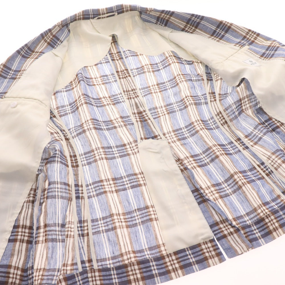 ■ BEAMS HEART ビームス ハート テーラードジャケット 長袖 アウター 襟 チェック柄 メンズ 46（S～M相当）マルチカラー ライトブルー 等