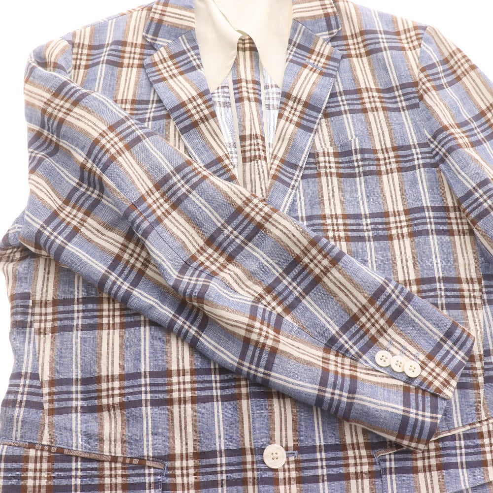 ■ BEAMS HEART ビームス ハート テーラードジャケット 長袖 アウター 襟 チェック柄 メンズ 46（S～M相当）マルチカラー ライトブルー 等