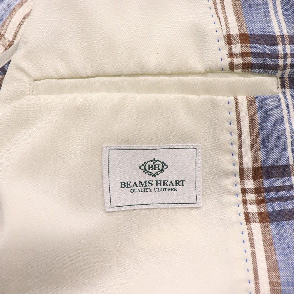 ■ BEAMS HEART ビームス ハート テーラードジャケット 長袖 アウター 襟 チェック柄 メンズ 46（S～M相当）マルチカラー ライトブルー 等