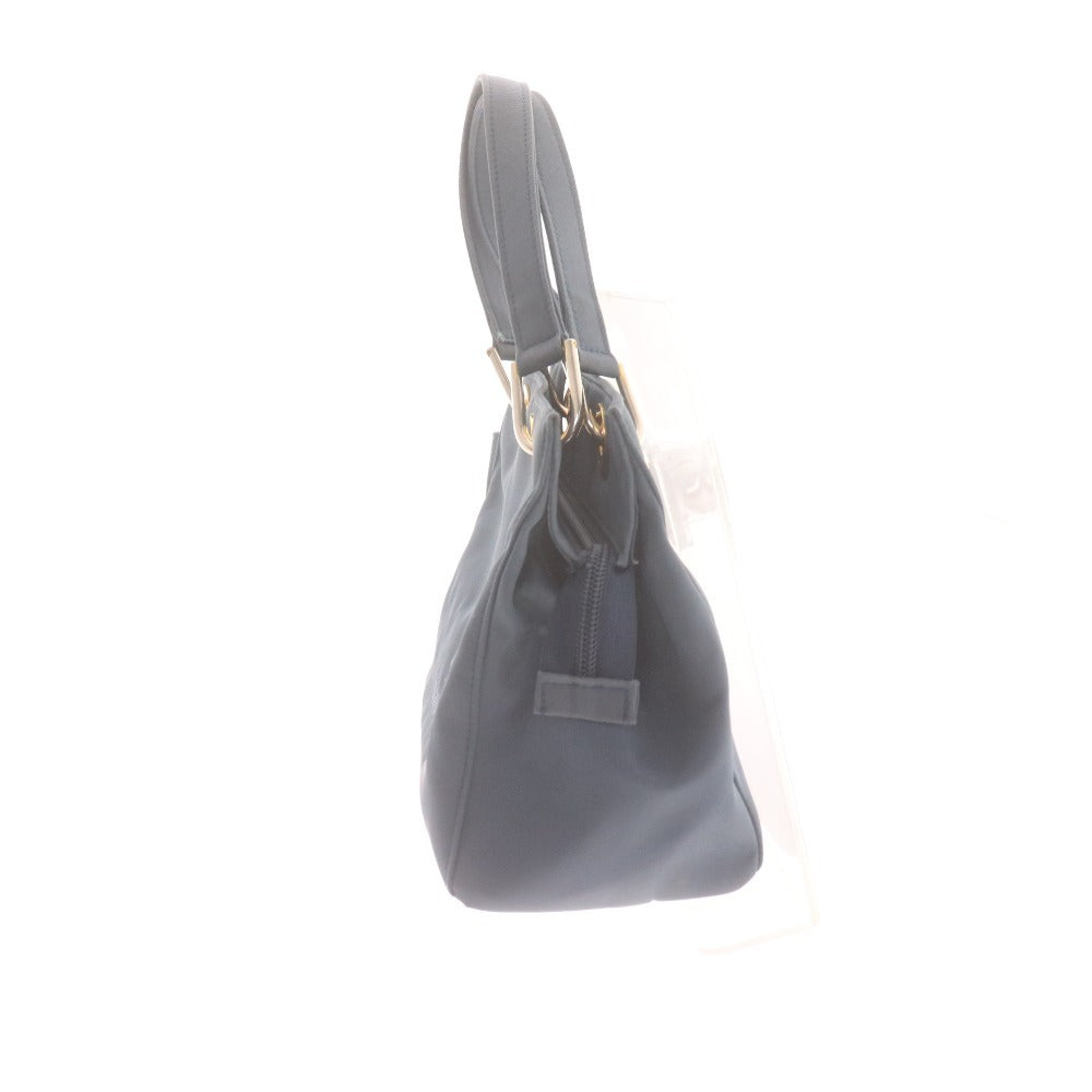 ■ HIROKO KOSHINO ヒロココシノ トート ハンドバッグ 鞄 ファスナー ロゴ レディース ネイビー 未使用の手帳付き