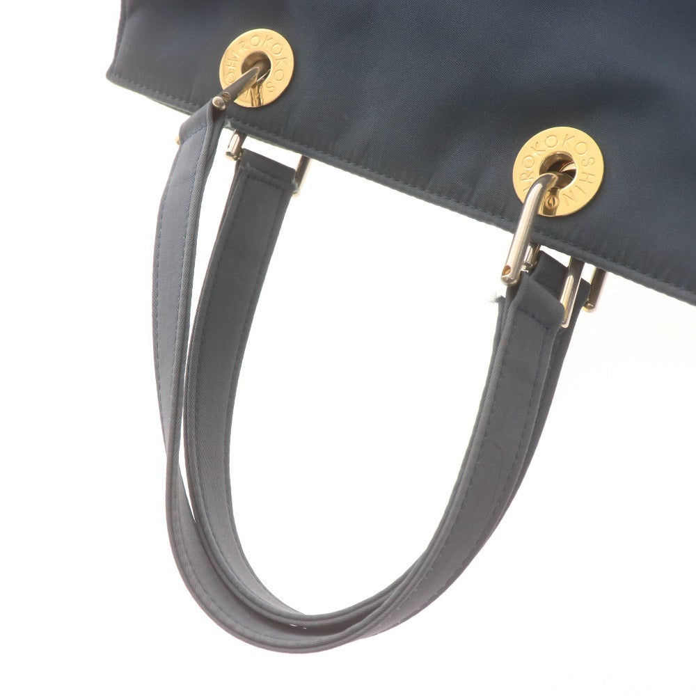 ■ HIROKO KOSHINO ヒロココシノ トート ハンドバッグ 鞄 ファスナー ロゴ レディース ネイビー 未使用の手帳付き