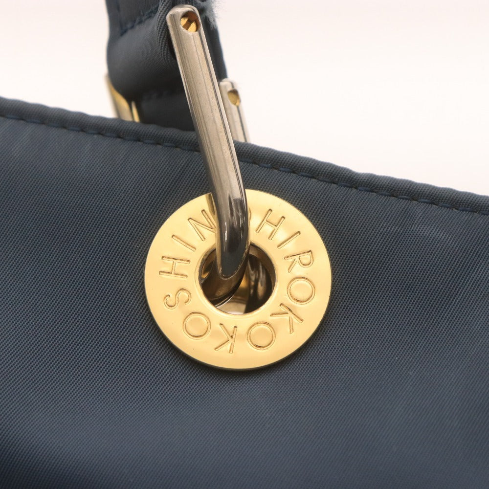 ■ HIROKO KOSHINO ヒロココシノ トート ハンドバッグ 鞄 ファスナー ロゴ レディース ネイビー 未使用の手帳付き