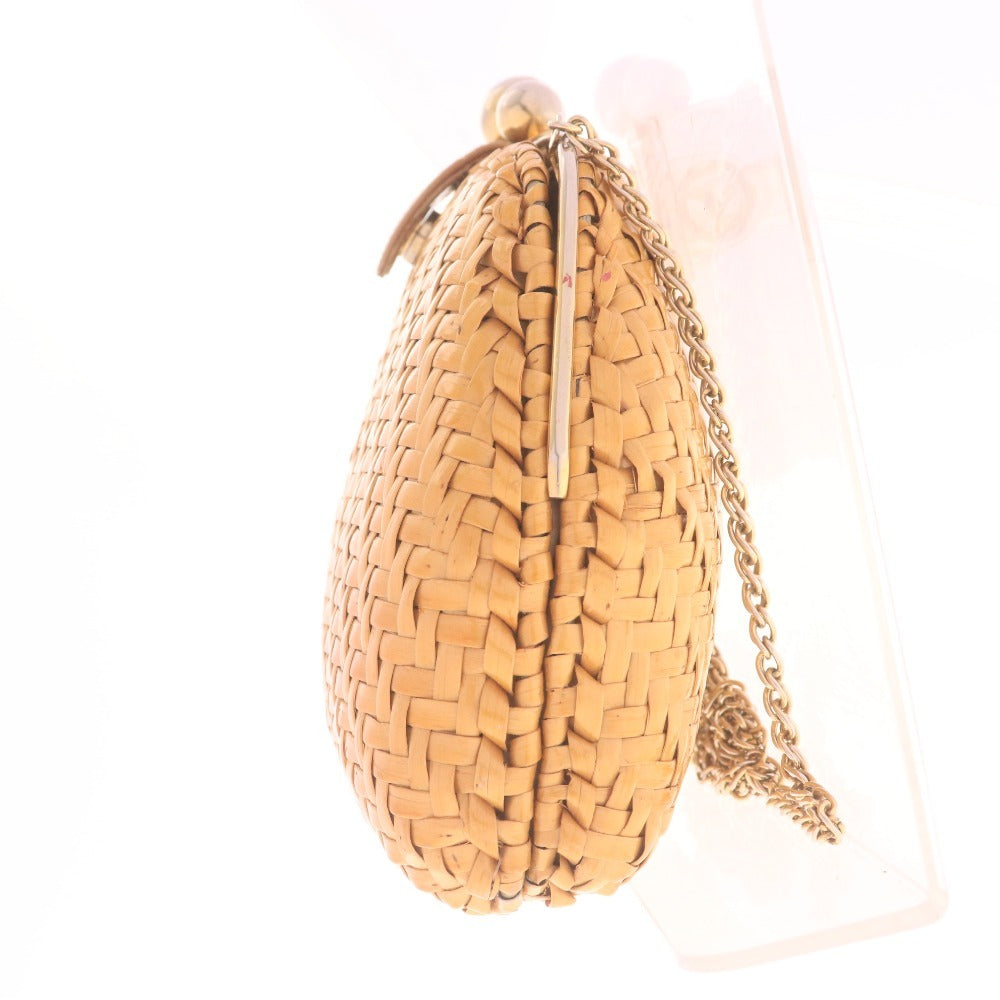 ■ Rodo ロド ショルダーバッグ 籐 かごバッグ 鞄 チェーン ボタン イタリア製 レディース ブラウン系