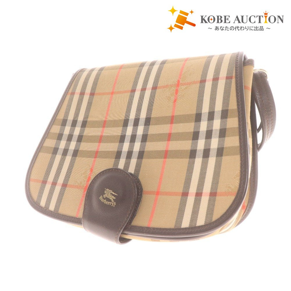 ■ Burberry shoulder bag, leather, Nova check logo, women's, multicolor, red, white, beige, with pouch