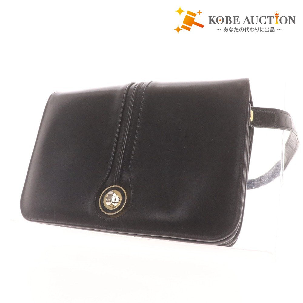 ■ LAUNER LONDON Launer London Shoulder Bag, Leather, Black, with Hardware, Accessories Included