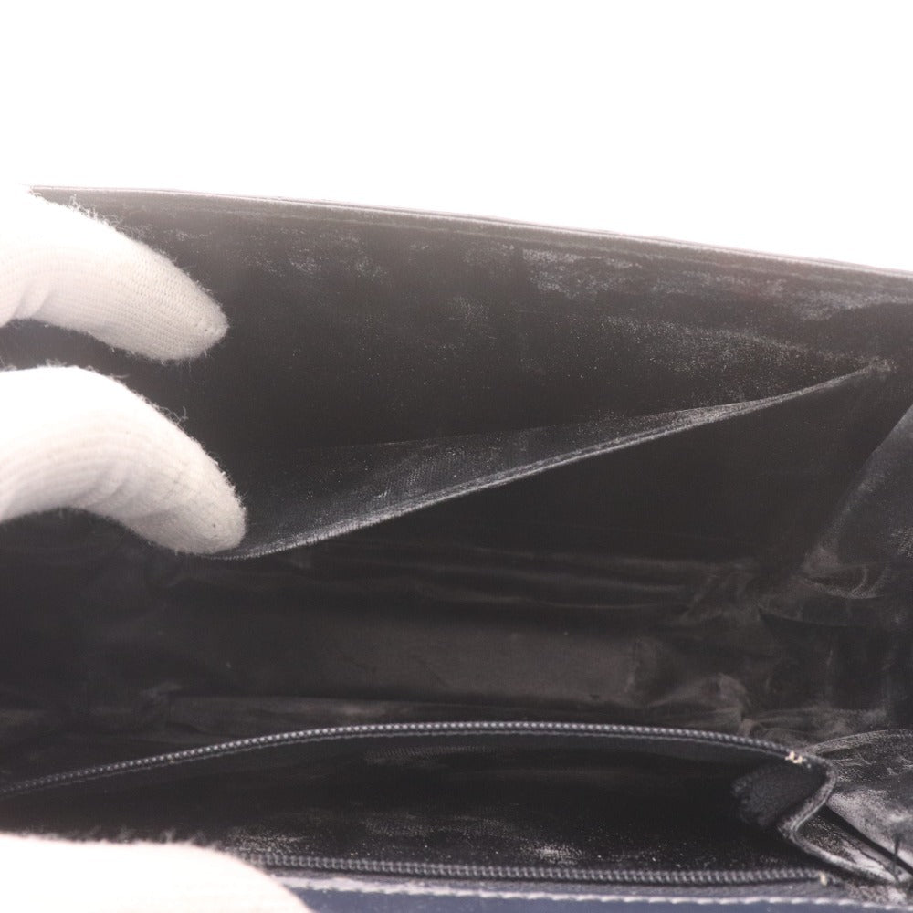 ■ トートバッグ ハンドバッグ 鞄 ワニ革 クロコダイル 金具 マーク レディース ネイビー