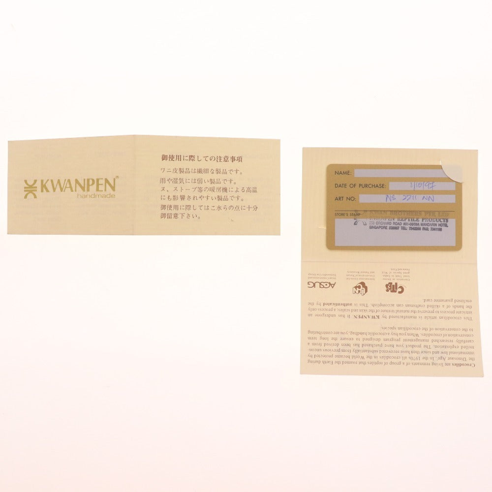 ■ KWANPEN Kwanpen Handbag, Crocodile Leather, Metal Fittings, Logo, Multiple Pockets, Women's, Navy, Accessories Included