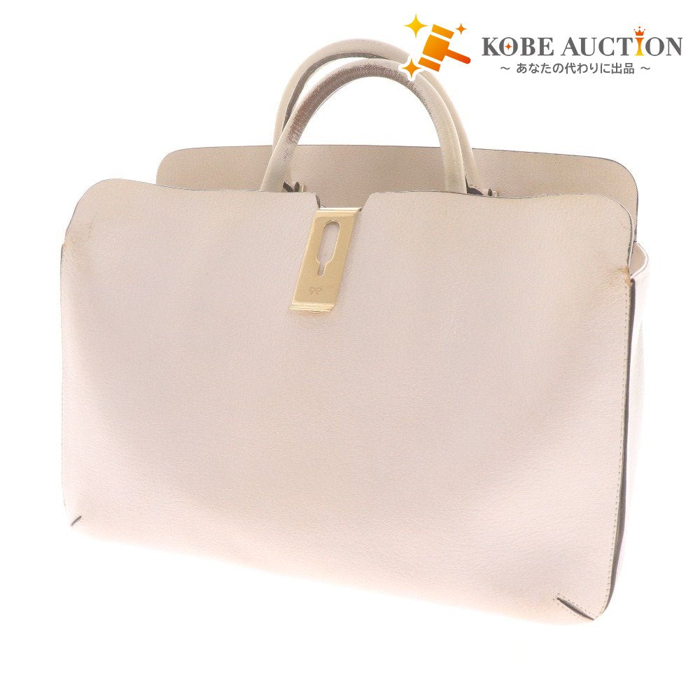 ■ アニヤハインドマーチ ハンドバッグ 鞄 内側モノグラム柄 ロゴ イタリア製 レディース ホワイト 白