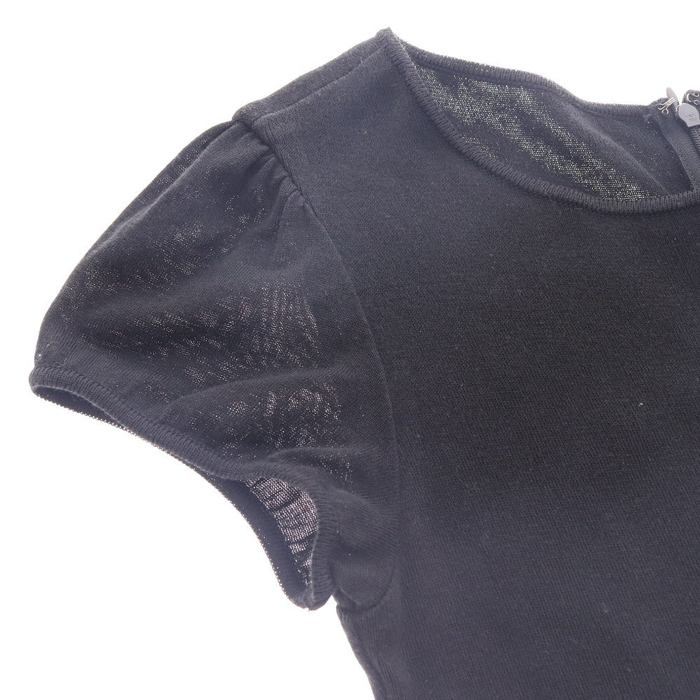 ■ エムズグレイシー ワンピース 半袖 トップス ボトムス フリル リボン ウエスト切り替え ひざ丈 レディース 38 ブラック